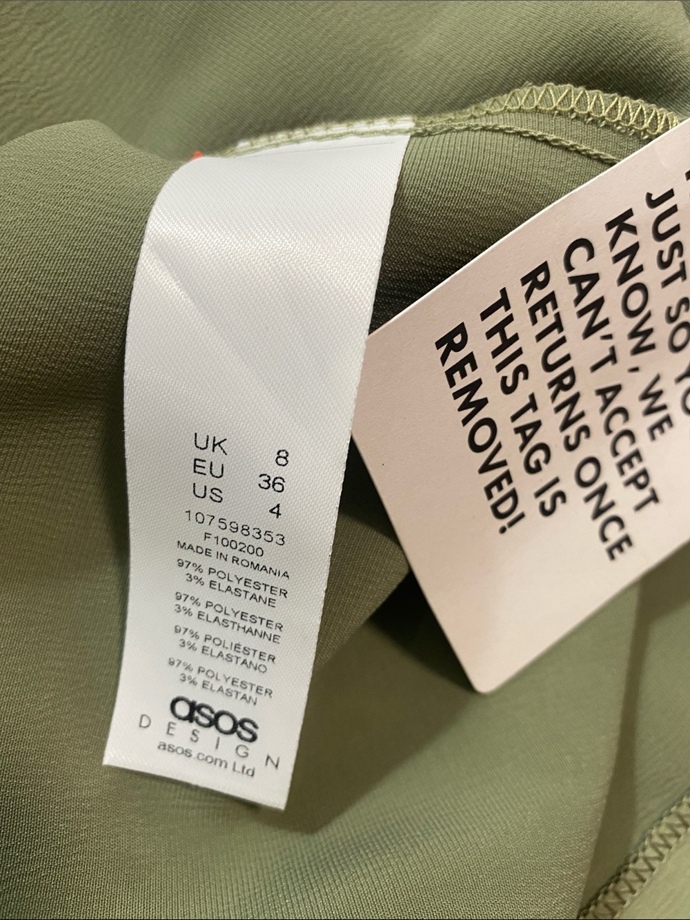 ASOS Sage Green Long Sleeve Twist-Waist Maxi Dress Size 4 US - Picture 9 of 15